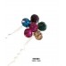 12 Piece Hair Stick Set - Multi Color Crystal Flower - CS-9004MU